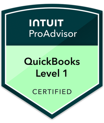 Intuit QuickBooks Level 1 Certified badge